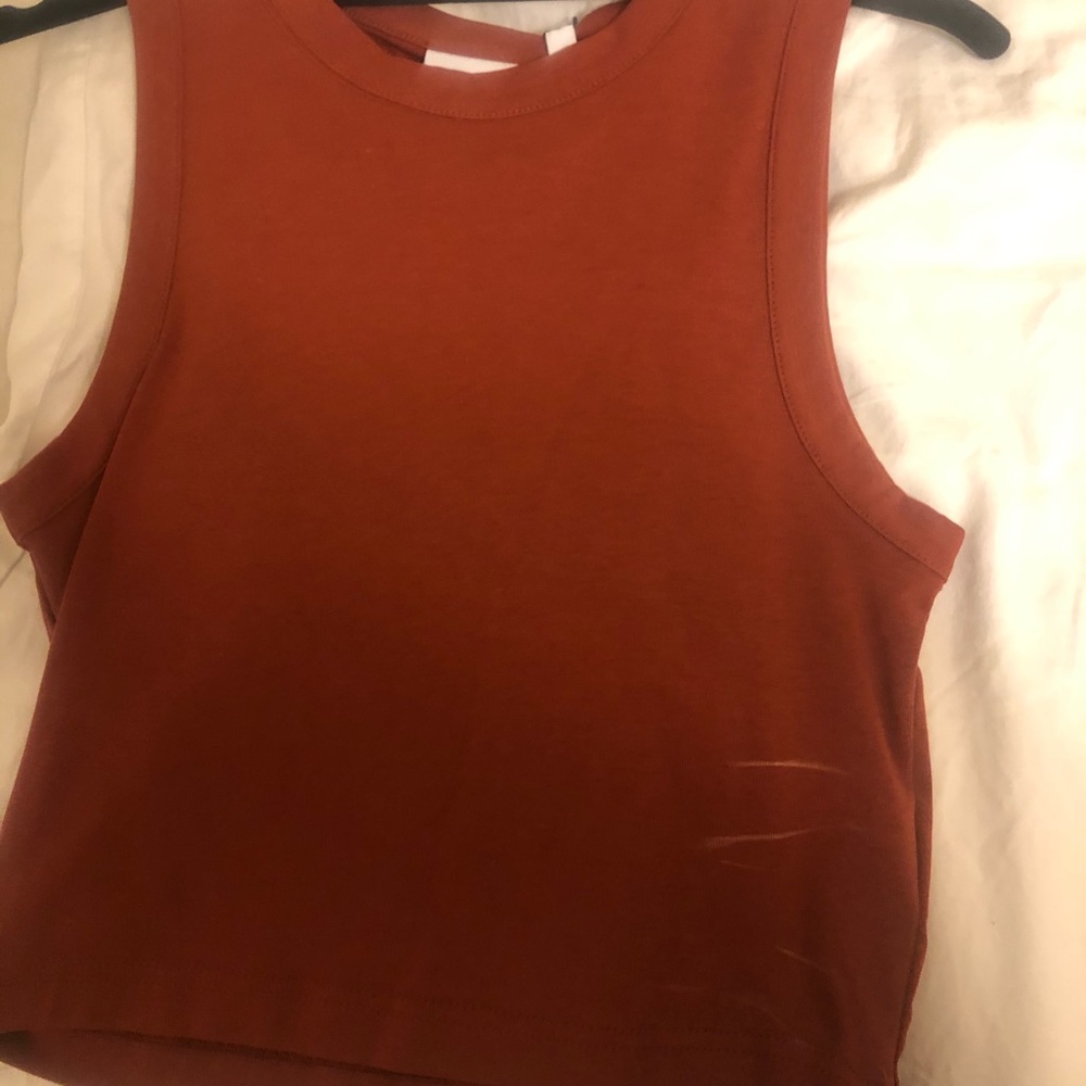 Dark orange fitted muscle tank